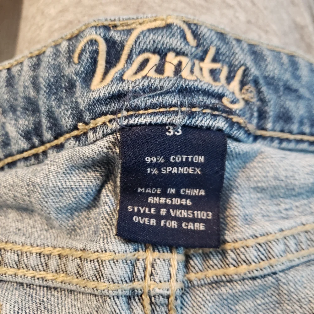 Y2K Vanity Shorts Womens Size 28 Blue Denim Stretch Distress Shorts‎